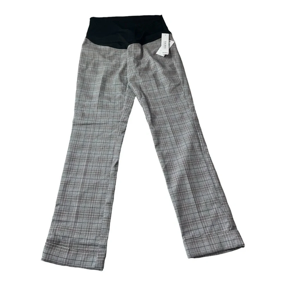 TRIBAL X Stitch Fix Bay Leaf Maternity cuffed pants in Glen Check Gray NEW